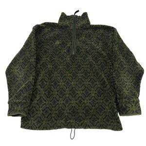 Laksen Men Forest Green Geometric Fleece 1/4 Zip Hike Jacket‎ Sweater-XL-0927
